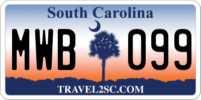 SC license plate MWB099