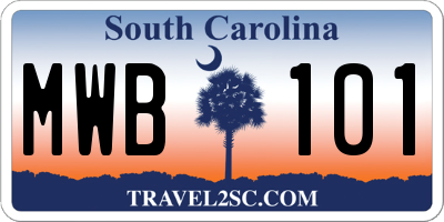 SC license plate MWB101