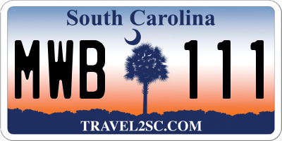 SC license plate MWB111