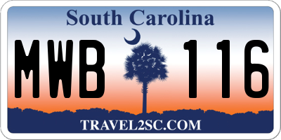SC license plate MWB116