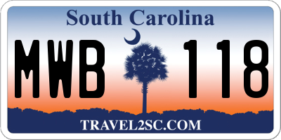 SC license plate MWB118