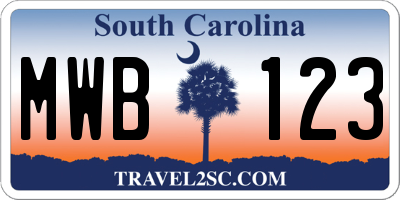 SC license plate MWB123