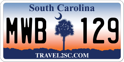 SC license plate MWB129