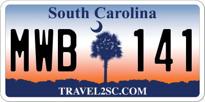 SC license plate MWB141