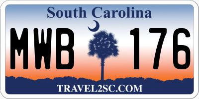 SC license plate MWB176