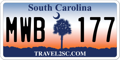SC license plate MWB177