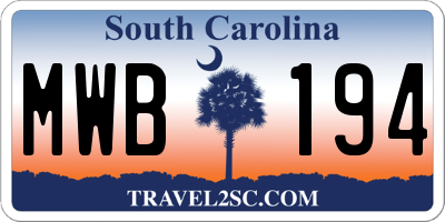 SC license plate MWB194