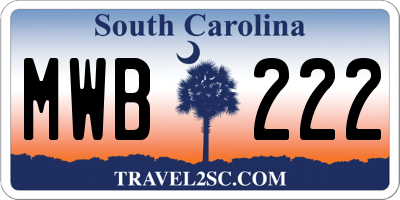 SC license plate MWB222