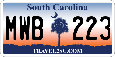 SC license plate MWB223