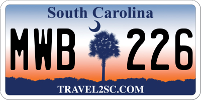 SC license plate MWB226