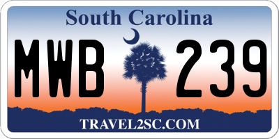 SC license plate MWB239