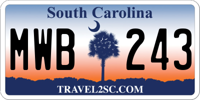 SC license plate MWB243