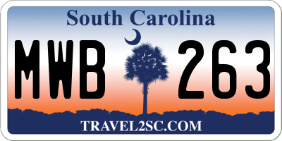 SC license plate MWB263