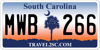 SC license plate MWB266