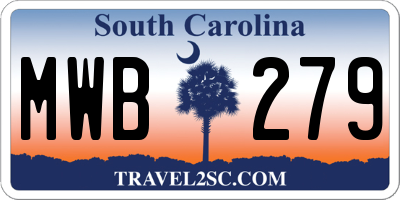 SC license plate MWB279