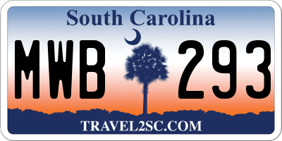 SC license plate MWB293