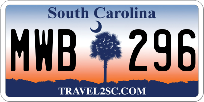 SC license plate MWB296