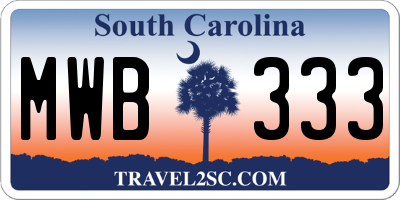SC license plate MWB333