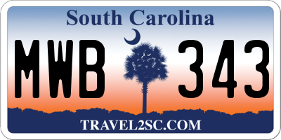 SC license plate MWB343