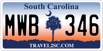 SC license plate MWB346