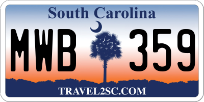 SC license plate MWB359