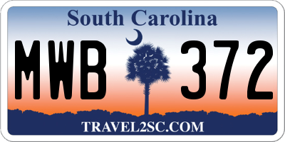 SC license plate MWB372