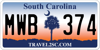 SC license plate MWB374