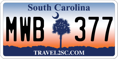 SC license plate MWB377