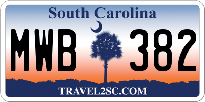 SC license plate MWB382