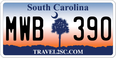 SC license plate MWB390