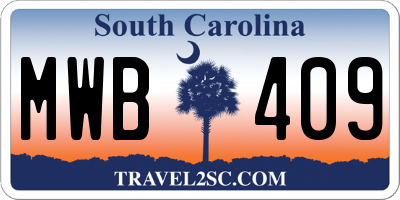 SC license plate MWB409
