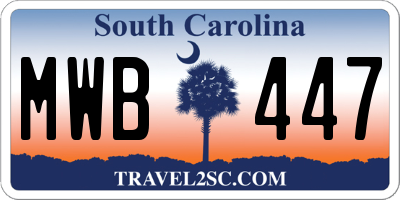 SC license plate MWB447