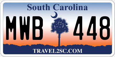 SC license plate MWB448