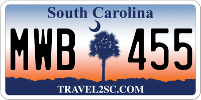 SC license plate MWB455