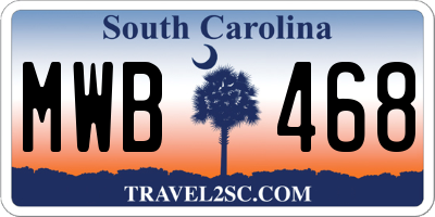 SC license plate MWB468