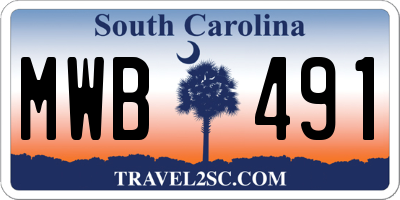 SC license plate MWB491