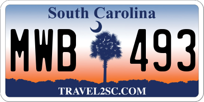 SC license plate MWB493