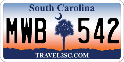 SC license plate MWB542