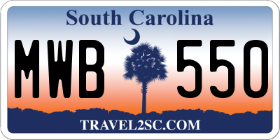SC license plate MWB550