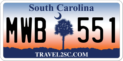 SC license plate MWB551