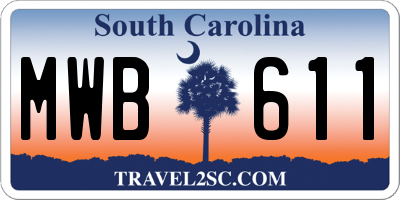 SC license plate MWB611
