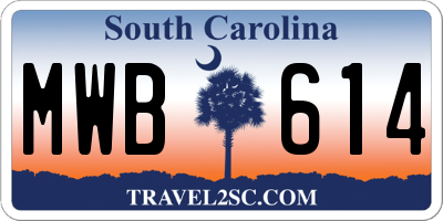 SC license plate MWB614