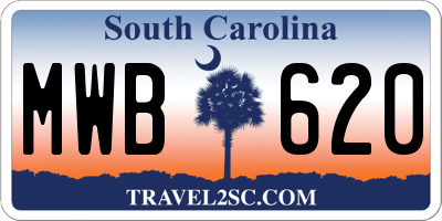 SC license plate MWB620