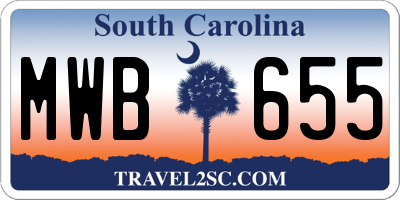 SC license plate MWB655
