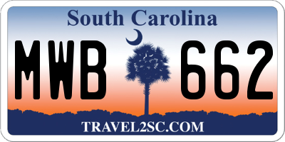 SC license plate MWB662