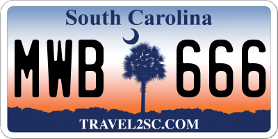 SC license plate MWB666