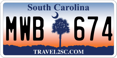 SC license plate MWB674