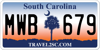 SC license plate MWB679