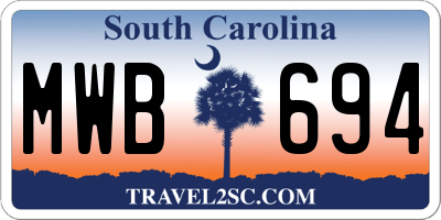 SC license plate MWB694