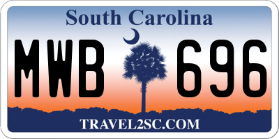 SC license plate MWB696